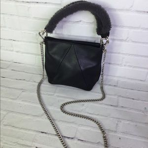 Steve Madden Black Faux Leather Fur Crossbody Bag
